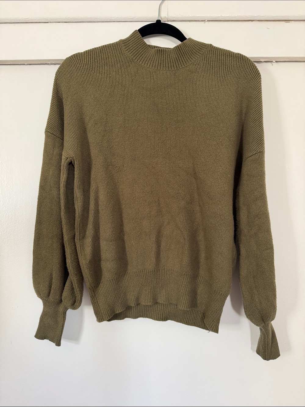 Olive Green Knit Crewneck Sweater Small